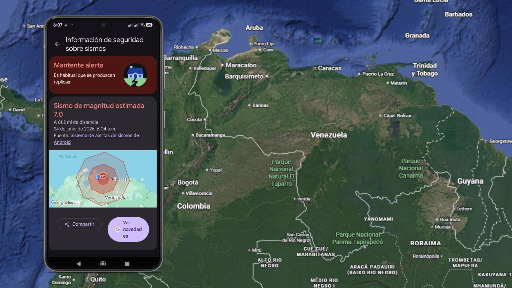 Así ha alertado Google de los fuertes terremotos de Venezuela antes de que ocurrieran: envió una notificación a los móviles