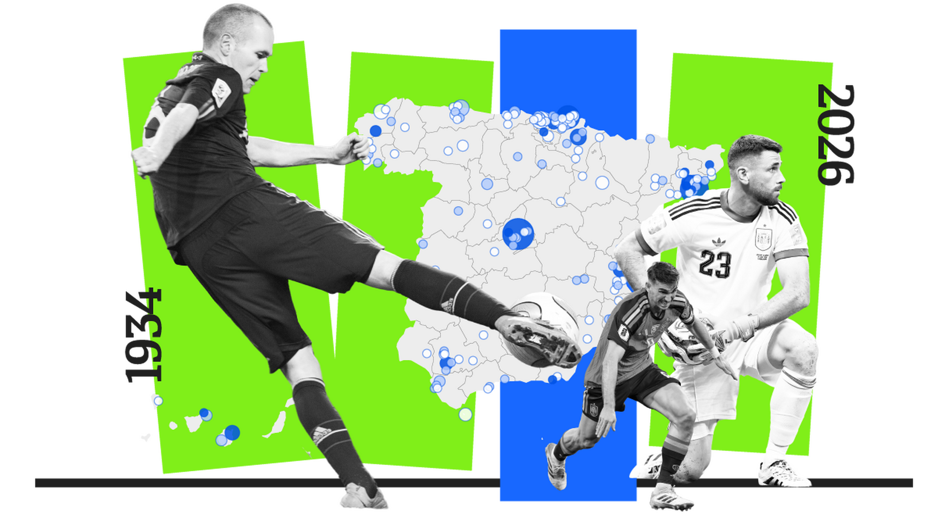 El mapa de los mundialistas desde 1934: cómo de difícil es llegar a la selección según dónde nazcas