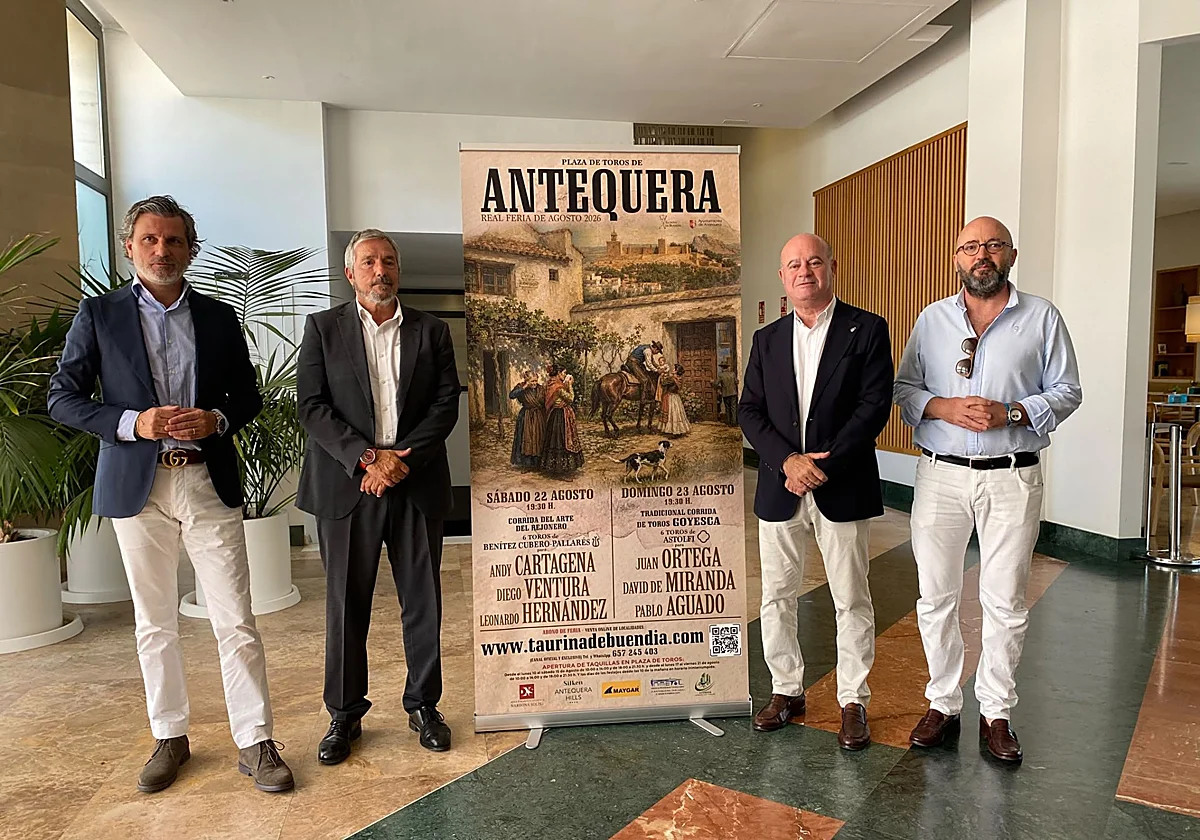 Juan Ortega, David de Miranda y Pablo Aguado, en la Goyesca de Antequera