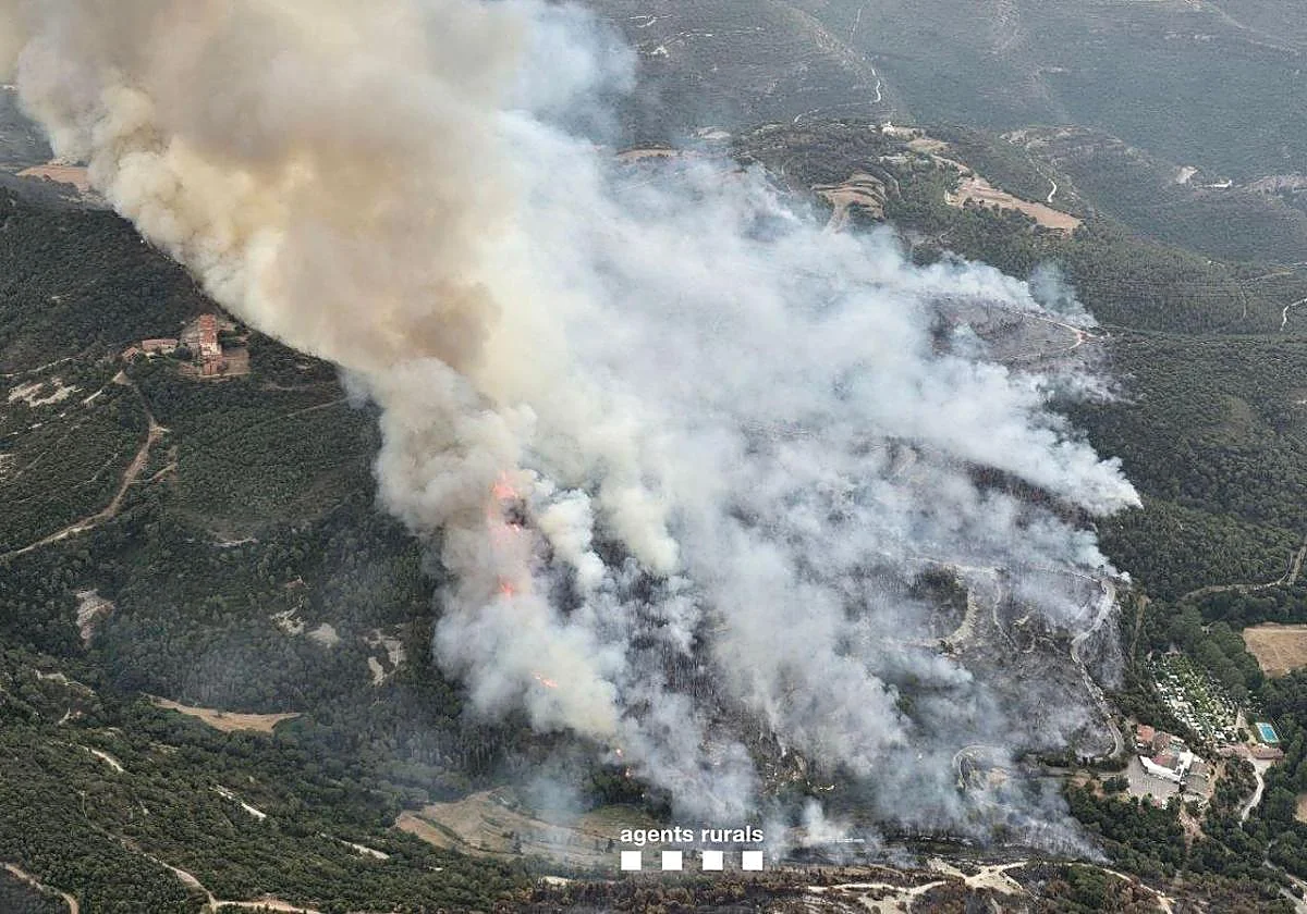 Evacuan un cámping y una casa de colonias por un incendio forestal en Barcelona