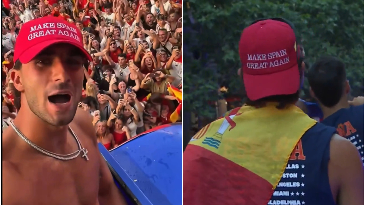 La gorra de Ferran Torres en la celebración del Mundial con referencia a Donald Trump