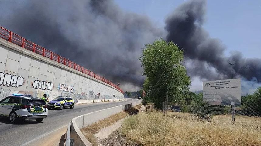 Suspendidos los AVE entre Madrid y Barcelona por un incendio próximo a las vías en San Fernando de Henares
