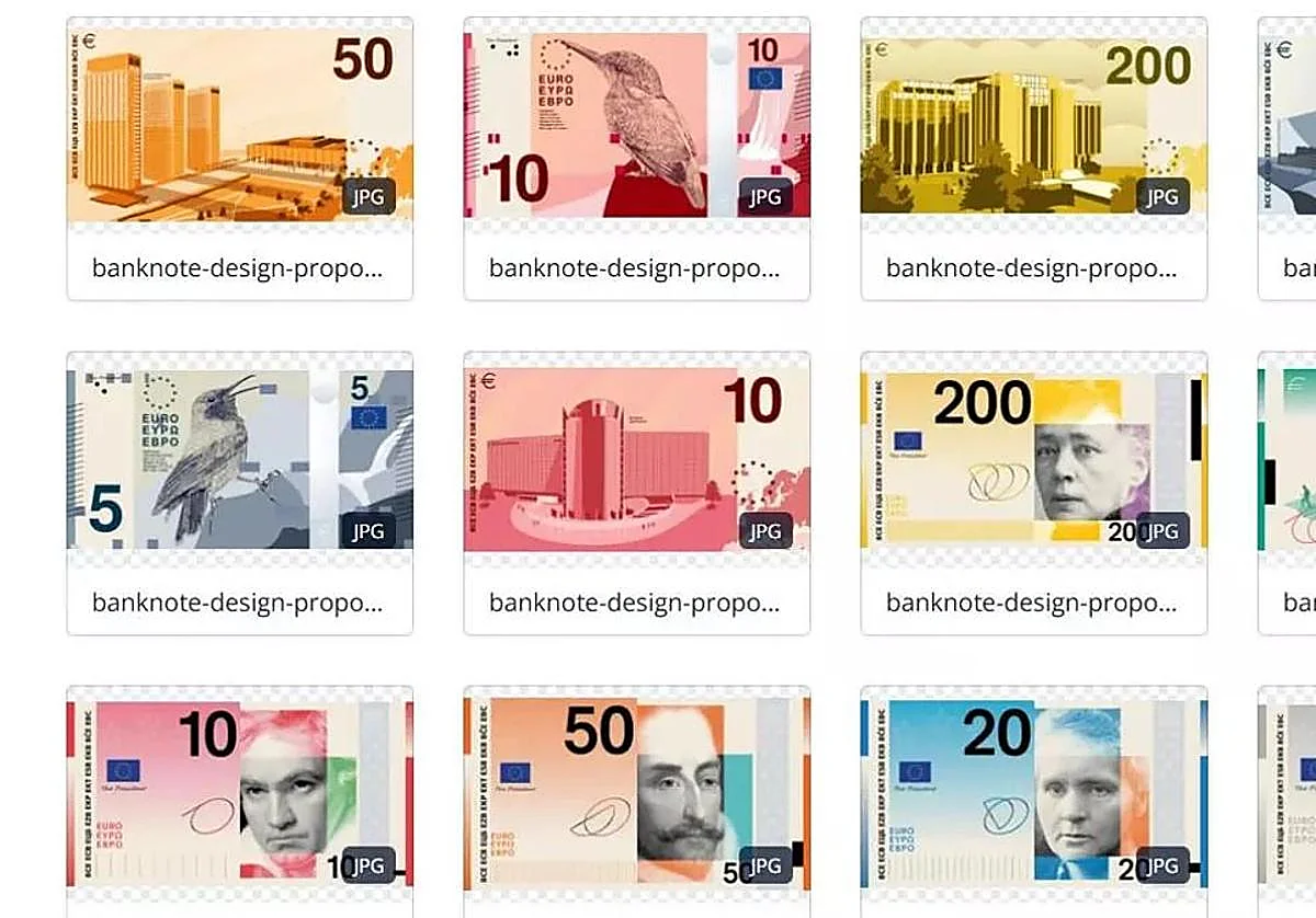 El BCE revela sus propuestas para los nuevos diseños de los billetes de euro