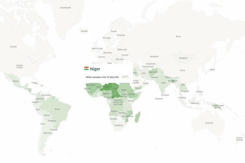 El mapa que refleja en cuántos países es legal el matrimonio infantil. Respuesta: tres veces más que los países que permiten el matrimonio gay