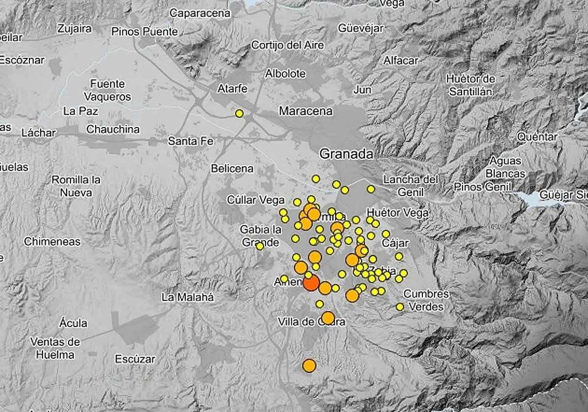 Dos leves terremotos sentidos por la población en una madrugada más tranquila en Granada