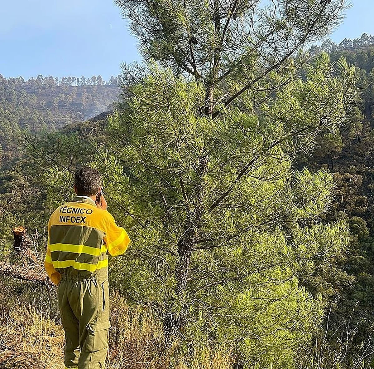 Más de medio centenar de efectivos continúan este sábado en Las Hurdes para controlar reactivaciones del incendio