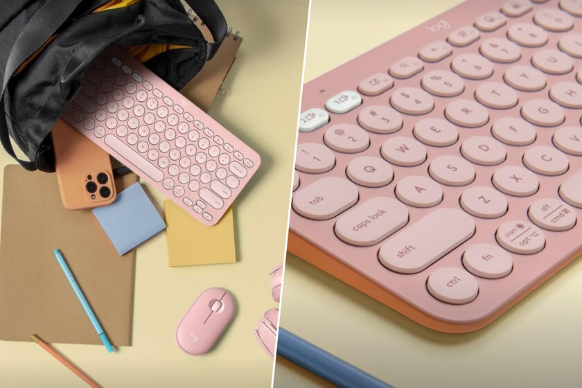 Ni blanco ni negro: este teclado Logitech en tono pastel es ideal para darle un lavado de cara a tu setup