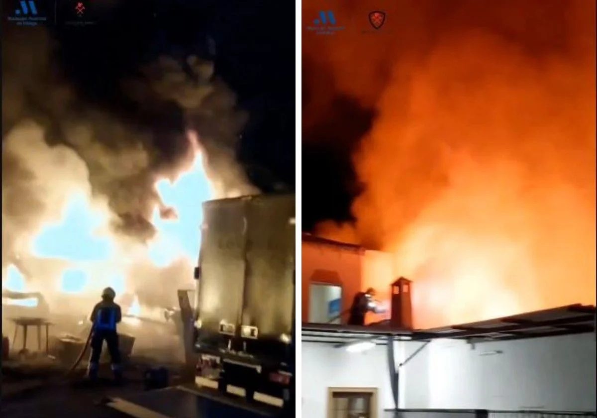 Susto de madrugada: un incendio calcina por completo una nave en Alhaurín el Grande
