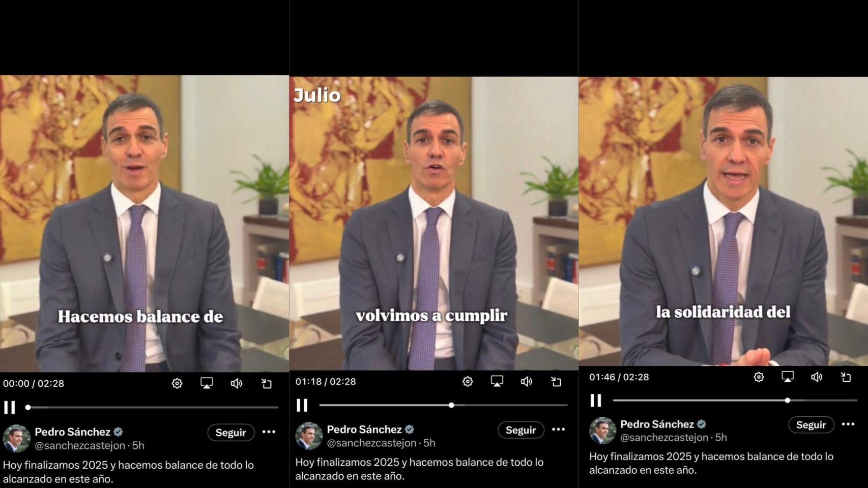 Sánchez reivindica 2025 como el año en que "mejoró la vida de la gente" sin mencionar los casos de corrupción