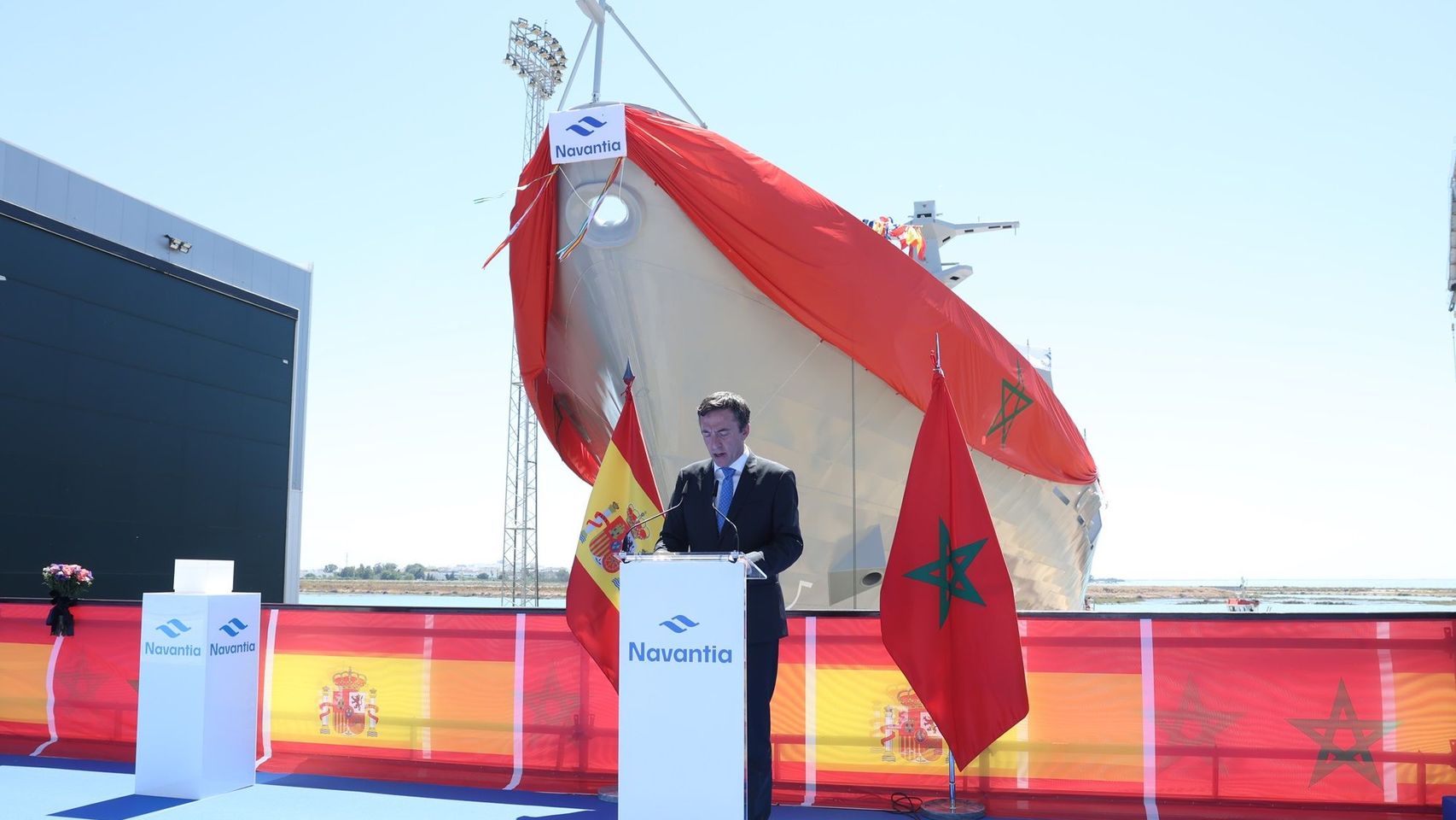 Navantia entrega a la Marina marroquí la corbeta de combate 'Moulay Hassan' diseñada para la guerra antiaérea y electrónica
