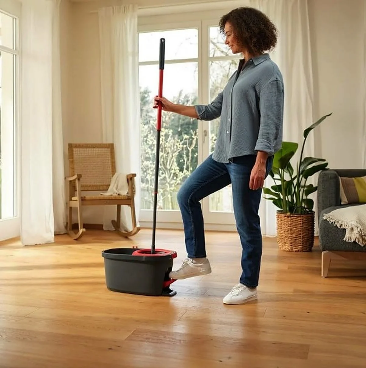 Hazte ya con este juego de fregona giratoria y cubo con pedal de Vileda para una limpieza más cómoda y eficiente