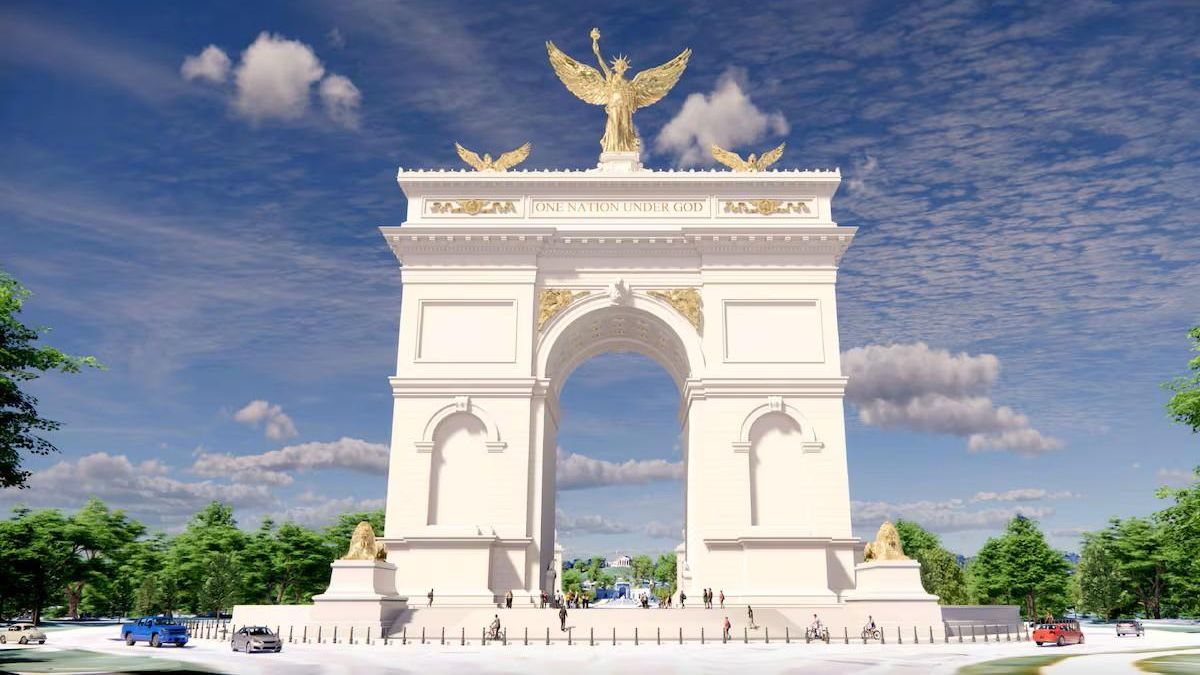 Trump reconvierte su polémico arco del triunfo de Washington en un complejo militar con drones y francotiradores