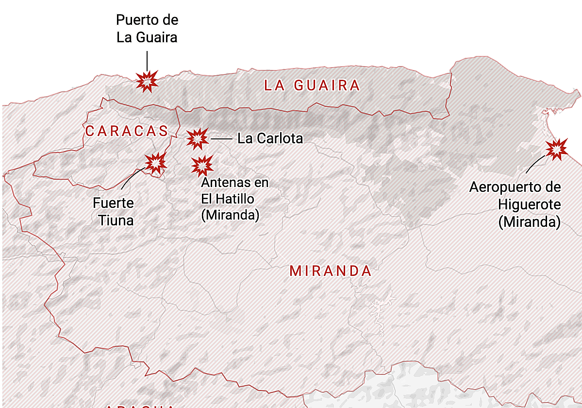 Los mapas del ataque de EE UU a Venezuela