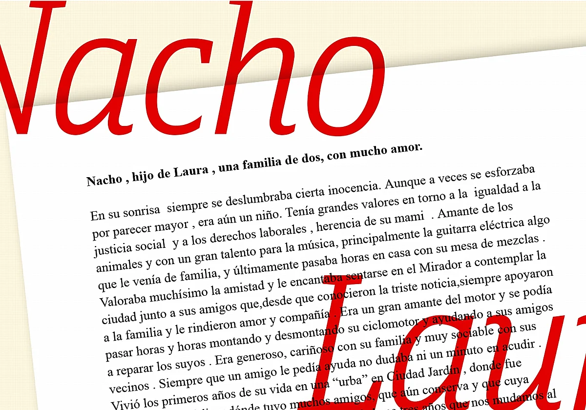 Carta de la madre de Nacho, el joven asesinado a tiros en Barcenillas