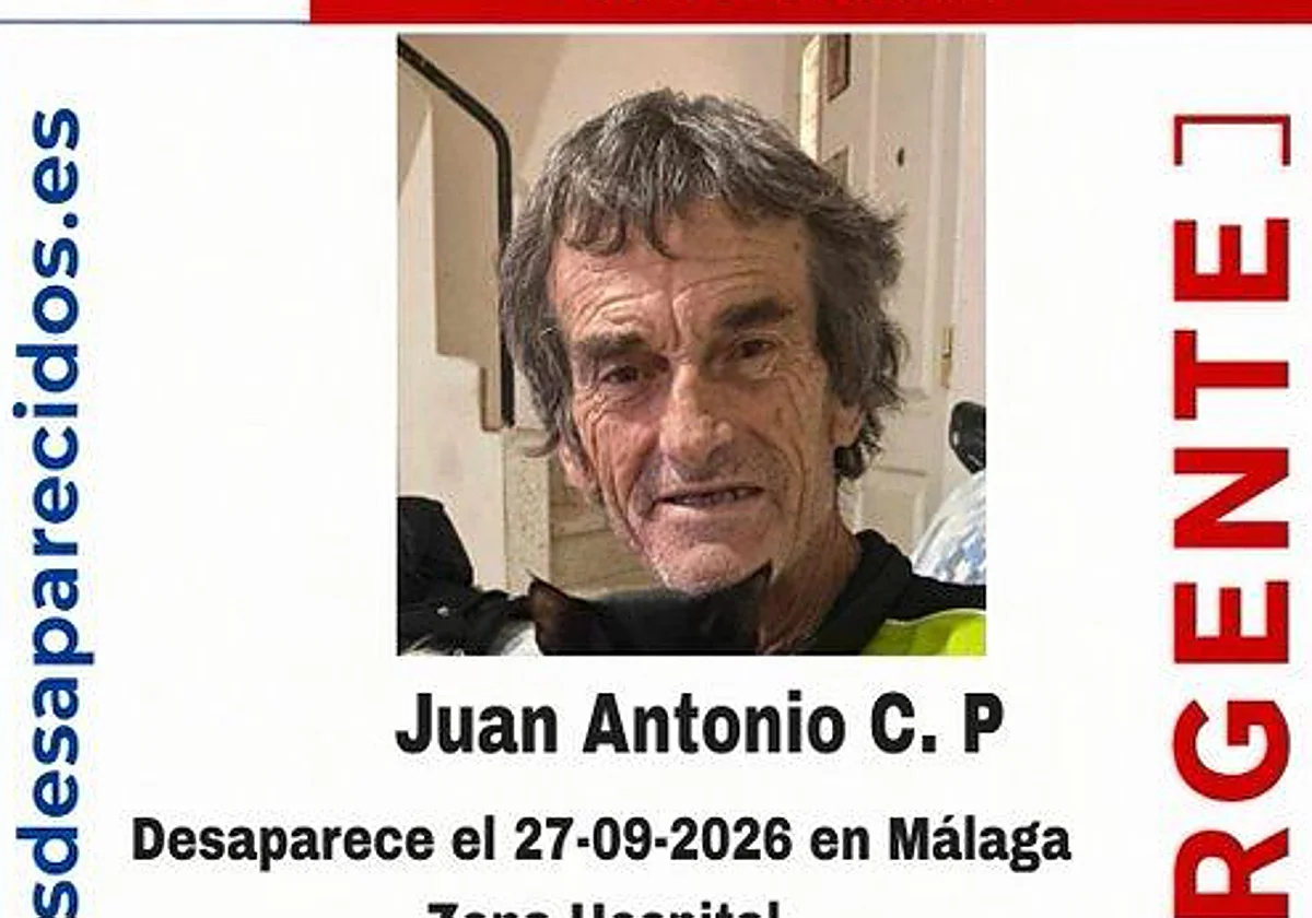 Piden ayuda para encontrar a un hombre desaparecido por la zona de Carlos Haya: necesita medicación urgente