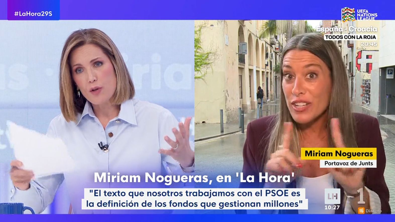 Tensión entre Míriam Nogueras y Silvia Intxaurrondo: "Que no conteste lo que usted quiera no quiere decir que no le conteste"