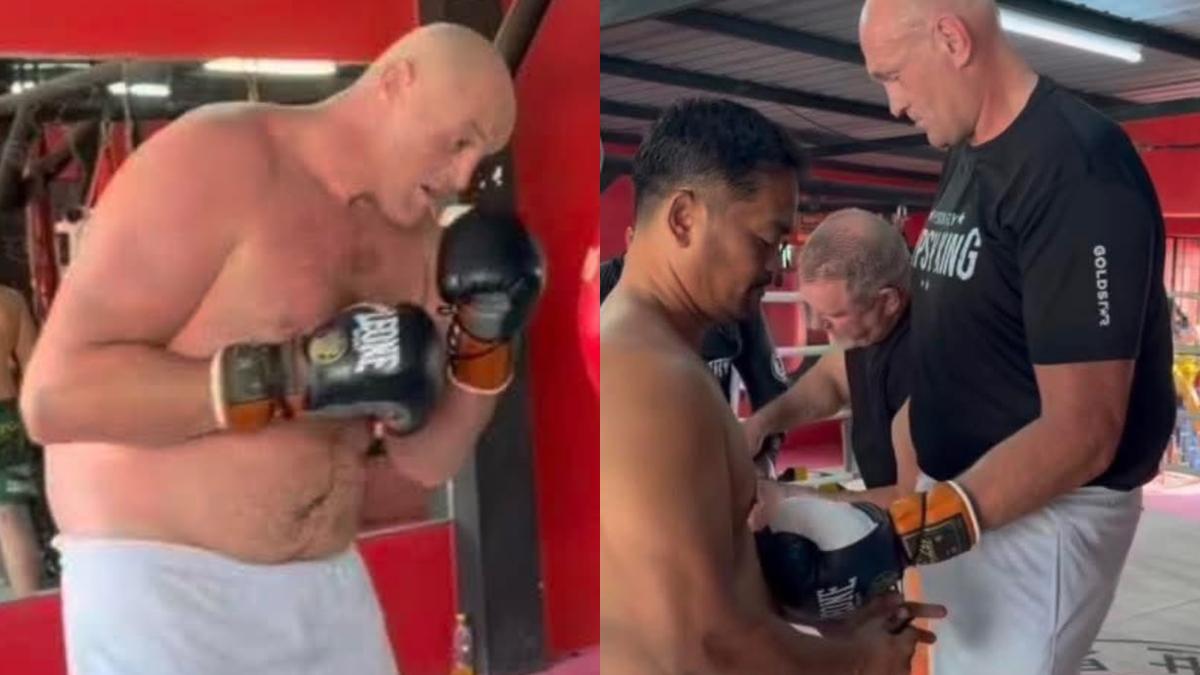 Tyson Fury luce barrigón y apunta al nuevo campeón del mundo si falla la pelea con Joshua