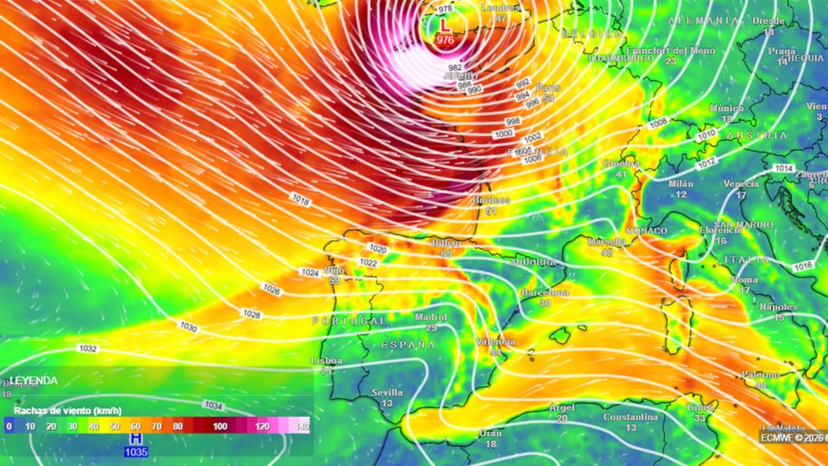 Llega una ciclogénesis explosiva con la borrasca Goretti: Aemet alerta de lluvias y vientos de más de 80 km/h en estas zonas