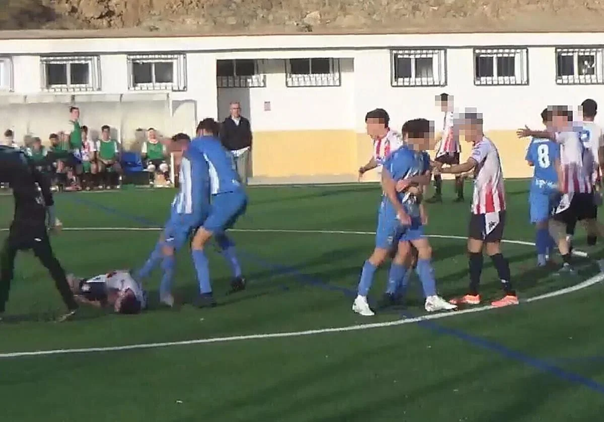 Patadas y puñetazos en una multitudinaria pelea entre juveniles en el fútbol base de Granada