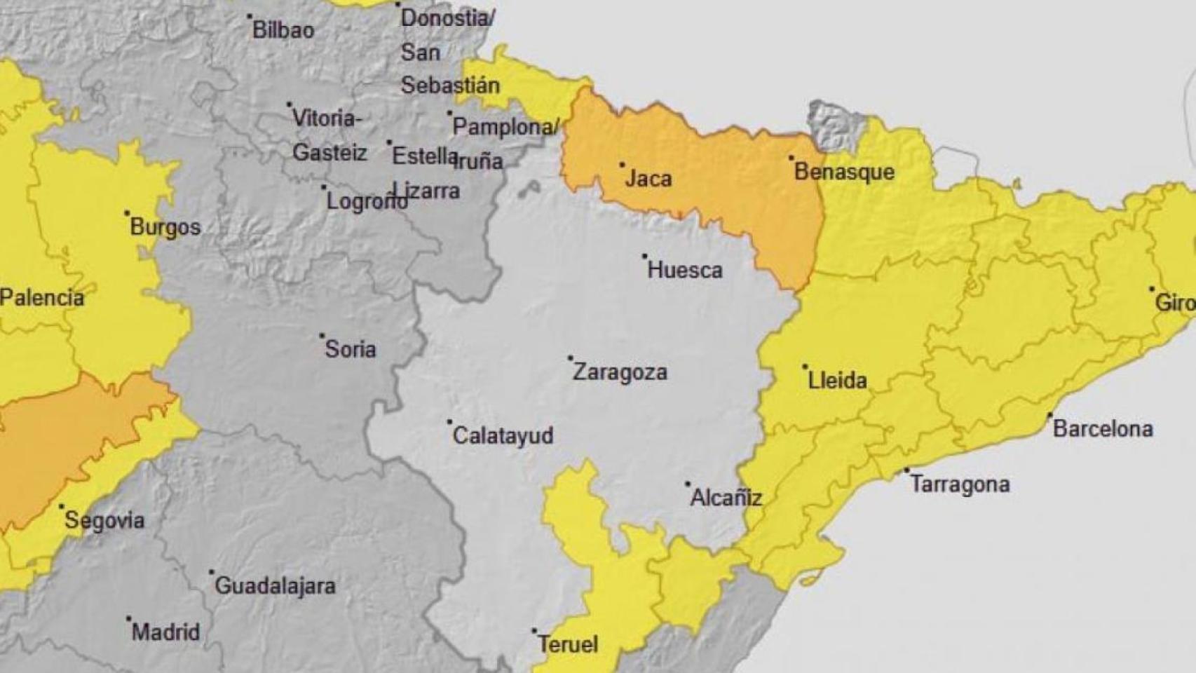 La Aemet eleva a naranja la alerta en Aragón por la borrasca Harry: hay "peligro importante" de nevadas en el Pirineo