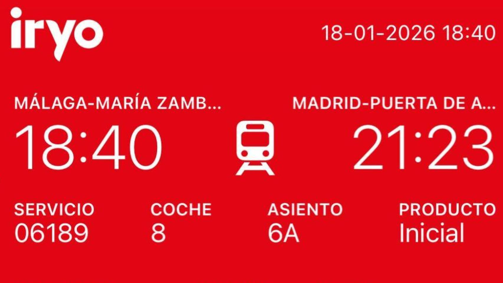 El milagro de Eva: compró un billete con plaza en un vagón del Iryo que descarriló en Adamuz y nunca llegó a subir al tren