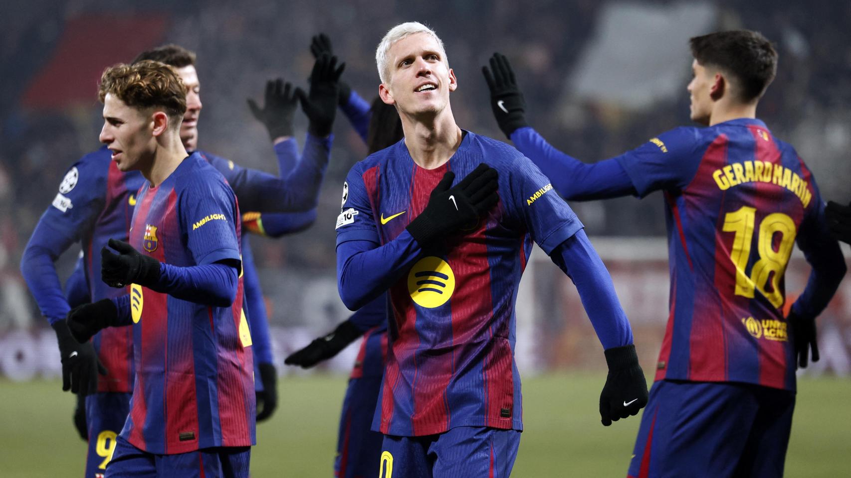 Fermín y Olmo sacan de un apuro al Barça y lideran el triunfo ante el Slavia para soñar con el top 8 de la Champions