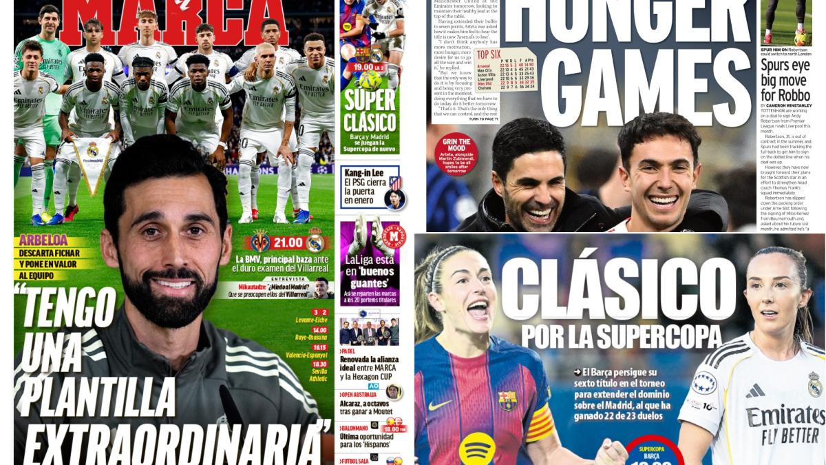 Las portadas del sábado: el orgullo de Arbeloa y los Juegos del Hambre de Arteta