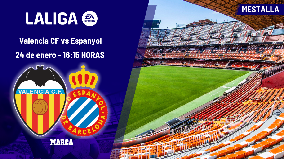 Valencia - Espanyol: horario y dónde ver hoy en TV y online el partido de la jornada 21 de LaLiga EA Sports