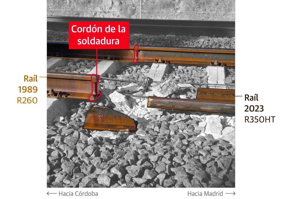 La soldadura de Adamuz: dos raíles distintos y una evaluación «aceptada»