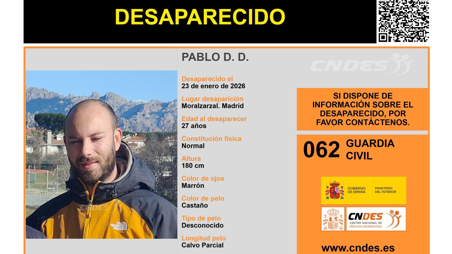 Encuentran en Navacerrada el cadáver de Pablo Dean, el joven de 27 años de Cáceres que desapareció en Moralzarzal