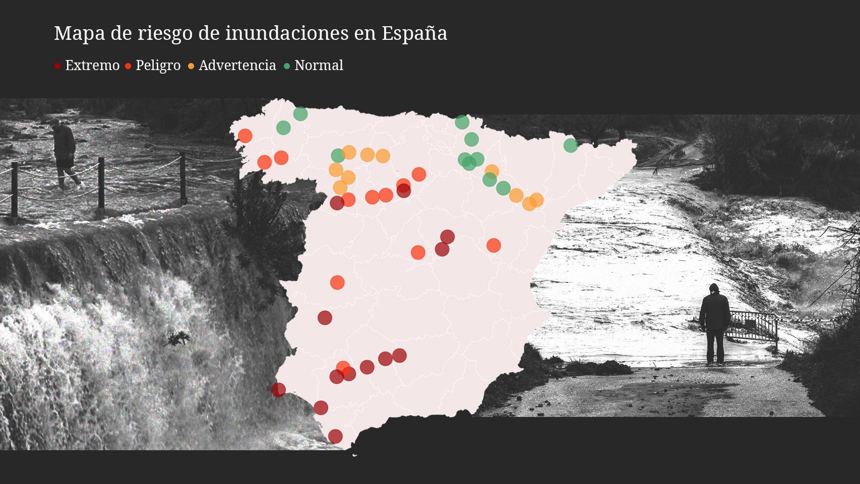 De Burgos a Cádiz: el mapa de las 35 zonas que están en riesgo de inundación en España por la lluvia acumulada