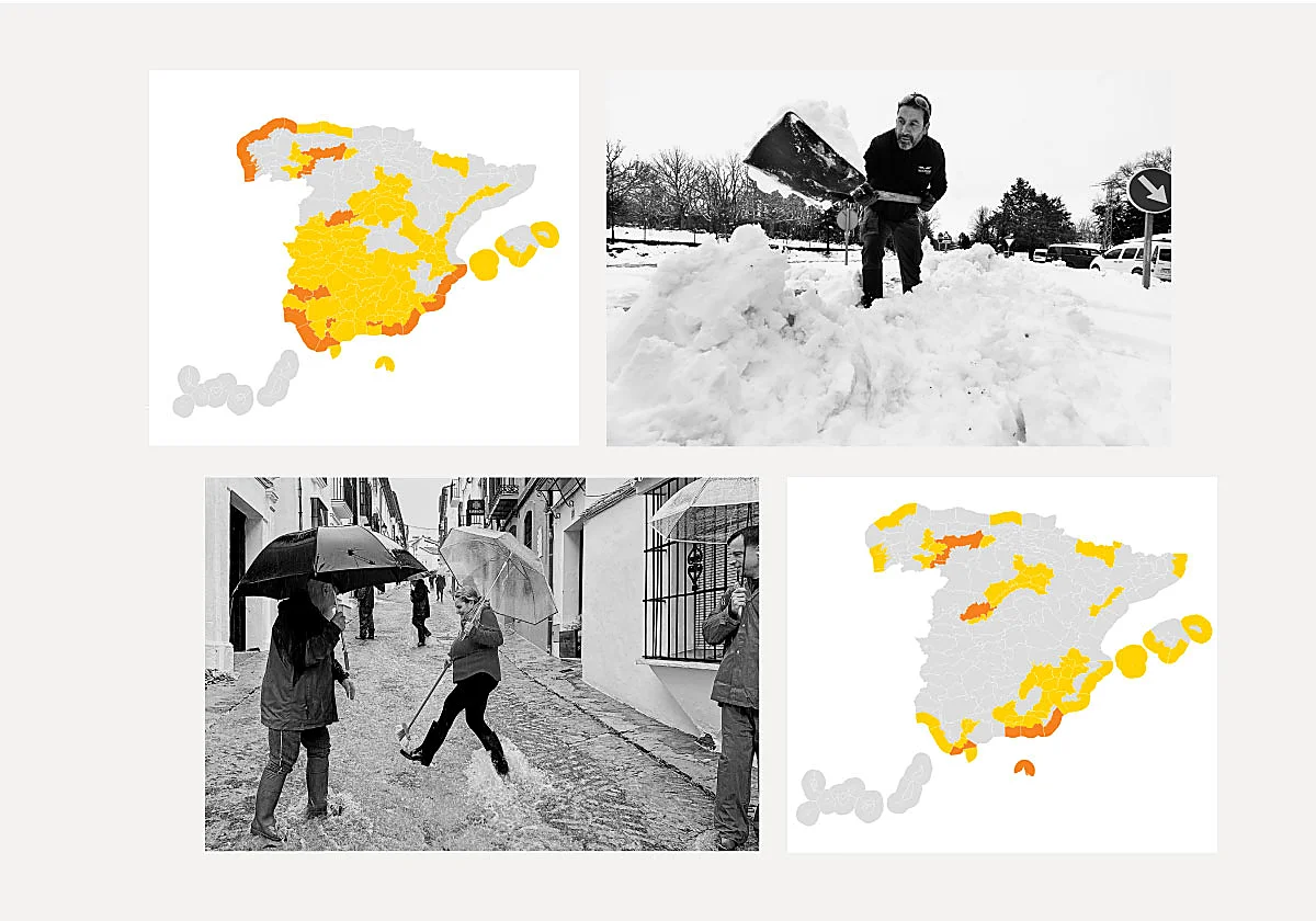 Consulta los avisos de AEMET para este fin de semana: lluvia, viento y nevadas de norte a sur