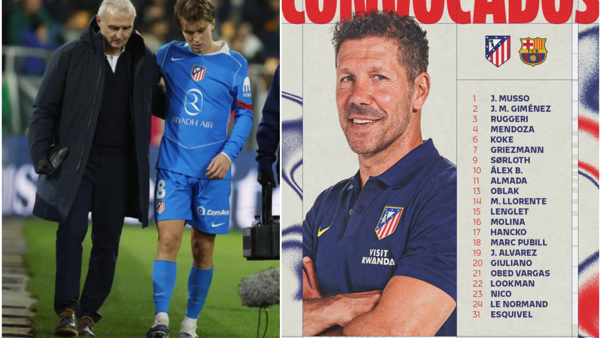 Johnny Cardoso y Barrios, fuera de la convocatoria del Atlético para el partido ante el Barcelona