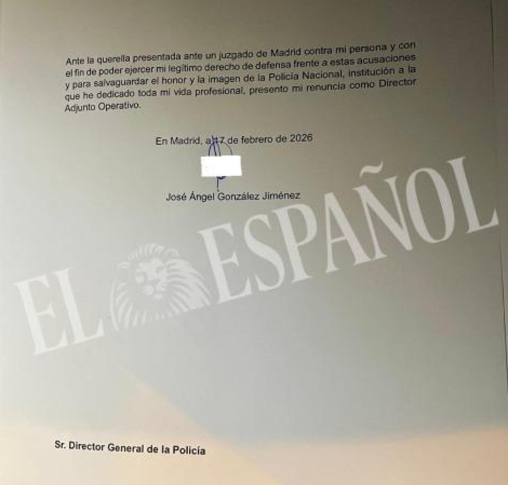 "Para salvaguardar el honor de la Policía": así es la carta de renuncia del exDAO González, investigado por agresión sexual