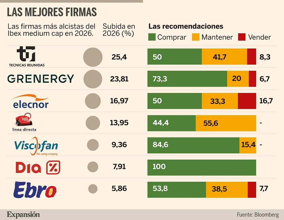 Técnicas Reunidas, Grenergy, LDA Elecnor y Viscofan toman la delantera