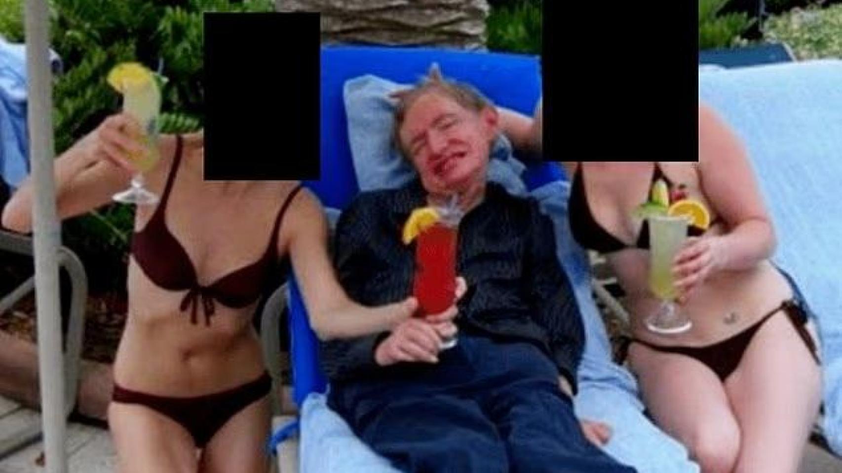 Una imagen de los archivos de Epstein muestra a Stephen Hawking con dos mujeres en bikini: "Eran sus cuidadoras"