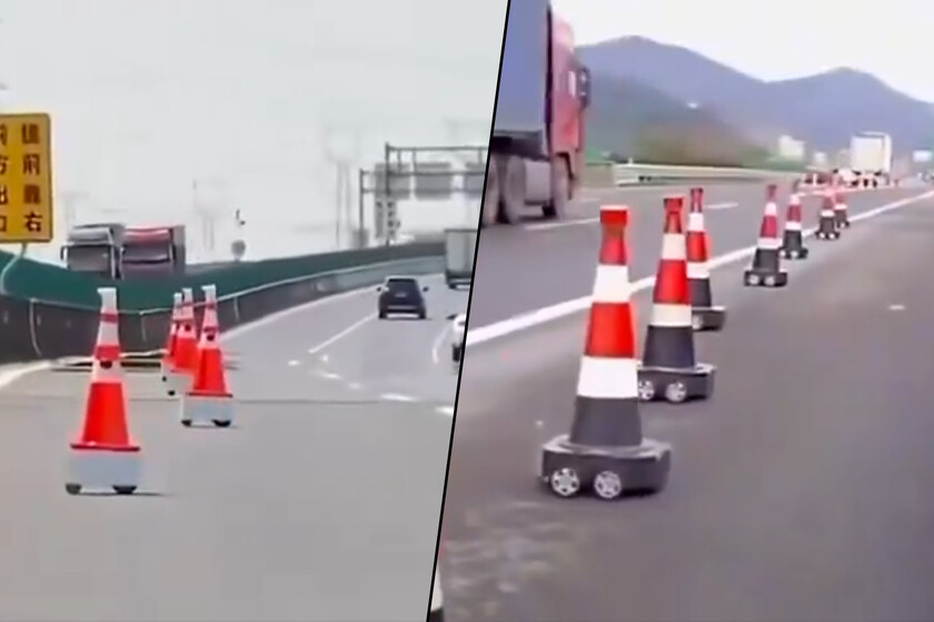 No estamos acostumbrados a ver conos de tráfico que se colocan solos. En China ya los están probando