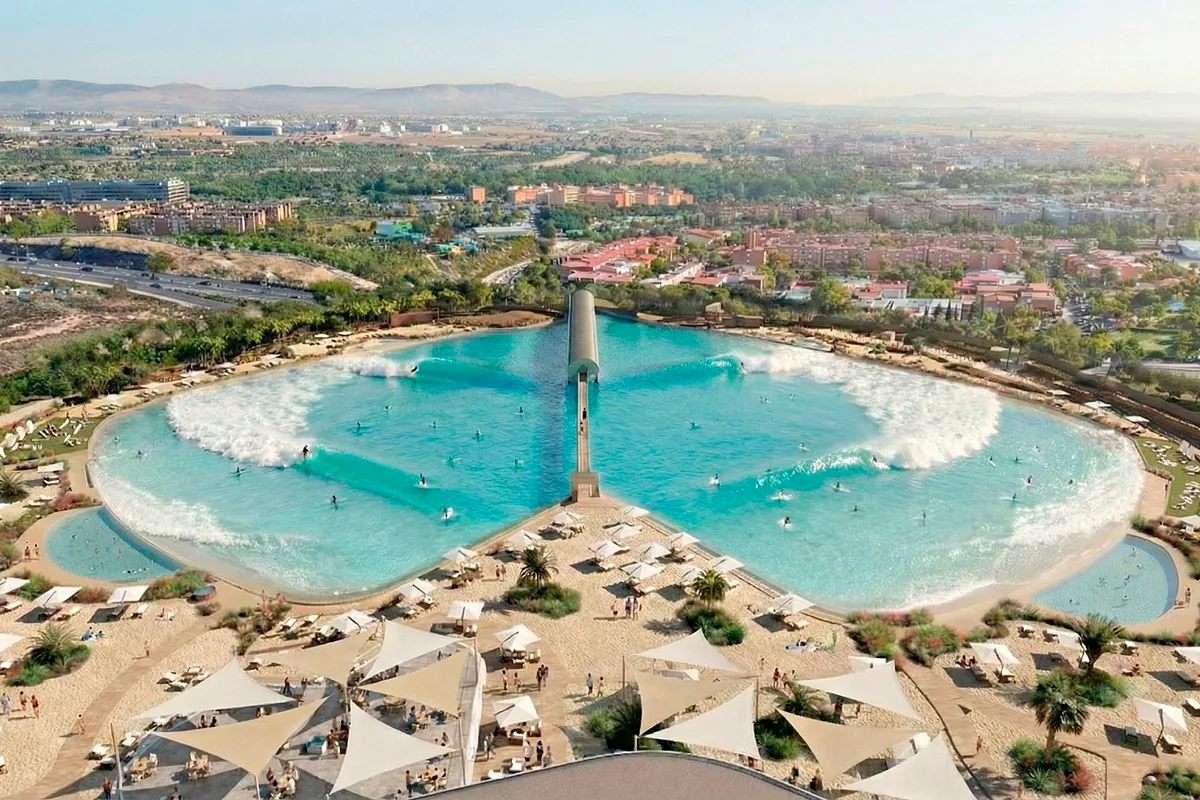 Santander, BBVA y Buenavista financian la laguna de surf cercana al estadio Metropolitano