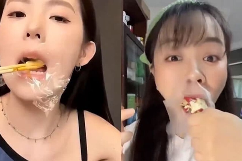 "Plastic eating": la peligrosa tendencia de TikTok de masticar comida con plástico que camufla un trastorno alimentario