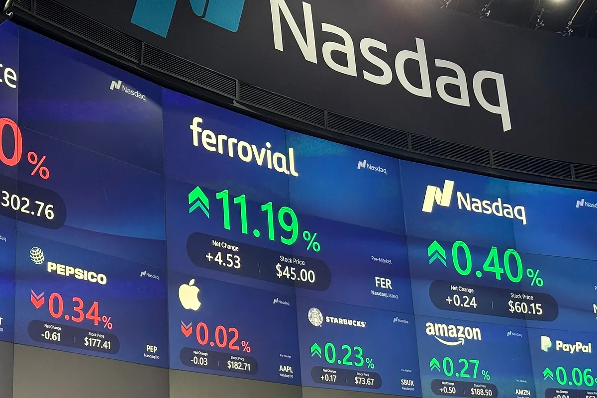 Ferrovial entra en el Nasdaq 100 dos años después de su salto a la Bolsa americana