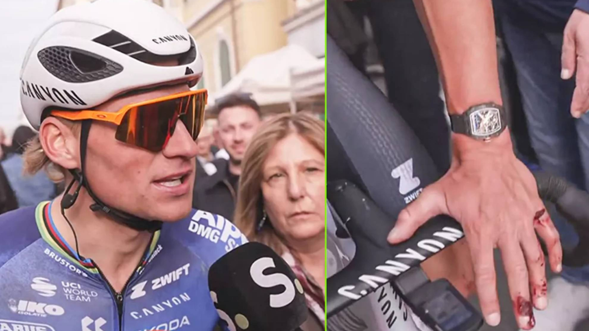 Van der Poel, lastrado por la caída de la San Remo: “No me sentía bien y me costaba mover la mano izquierda”