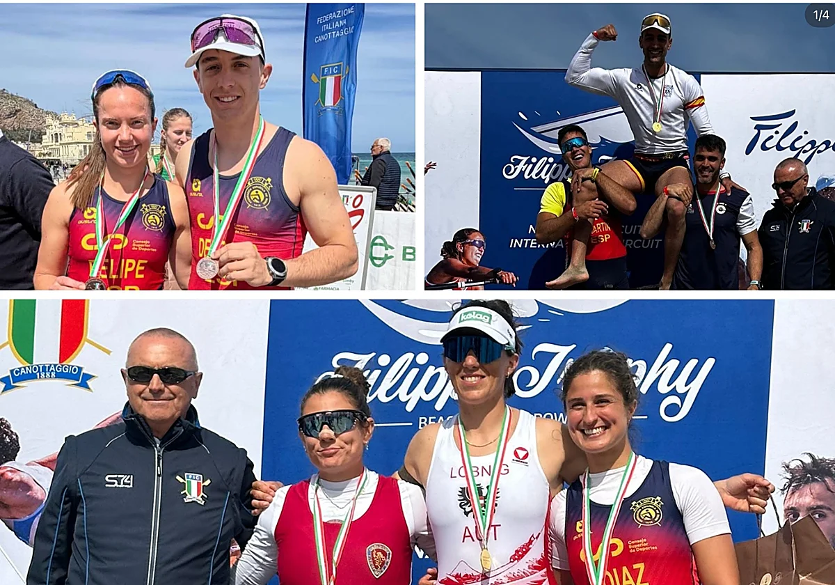 Tres medallas malagueñas en una regata internacional de beach sprint en Italia