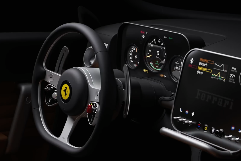 Ferrari ha vuelto a mostrar el interior de su coche eléctrico: el diseño de Jony Ive deja clara su postura sobre las pantallas
