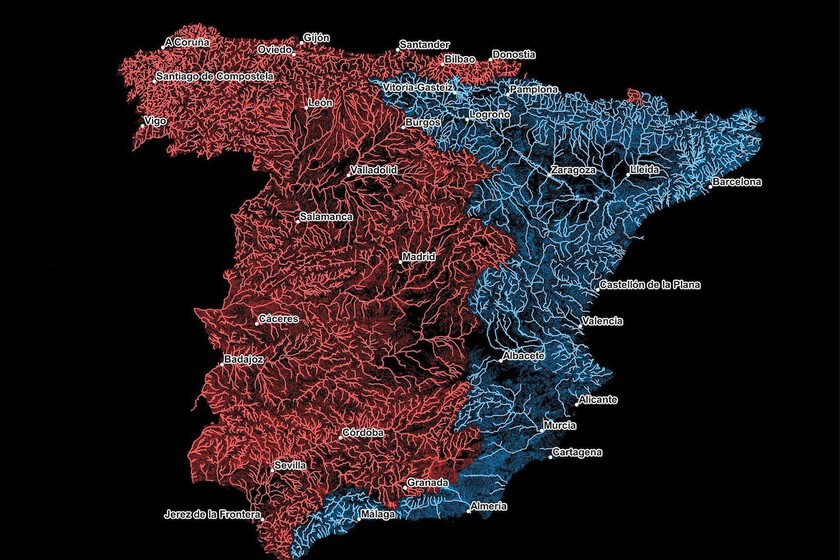 La gran divisoria ibérica: el mapa que parte en dos a España a través de sus dos grandes cuencas hidrográficas