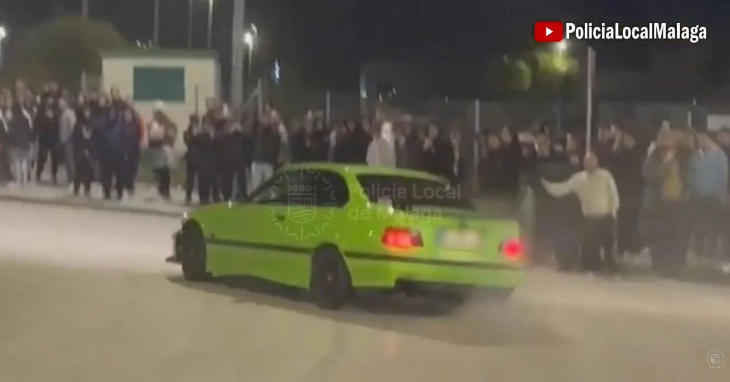 Caballitos, derrapes y otras infracciones: una concentración ilegal de coches en Málaga termina con 13 denuncias