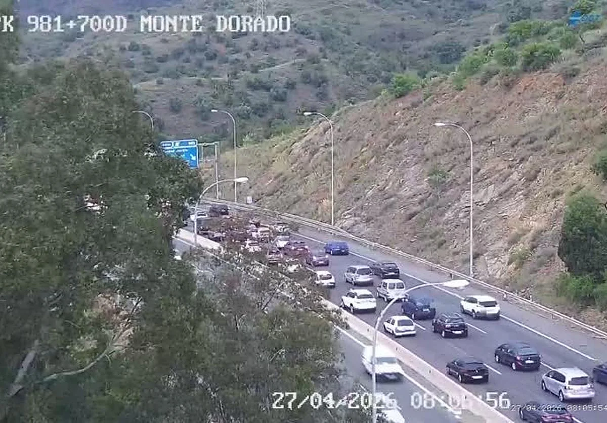 Una caída de moto complica la A-7 de Málaga por Ciudad Jardín en plena hora punta