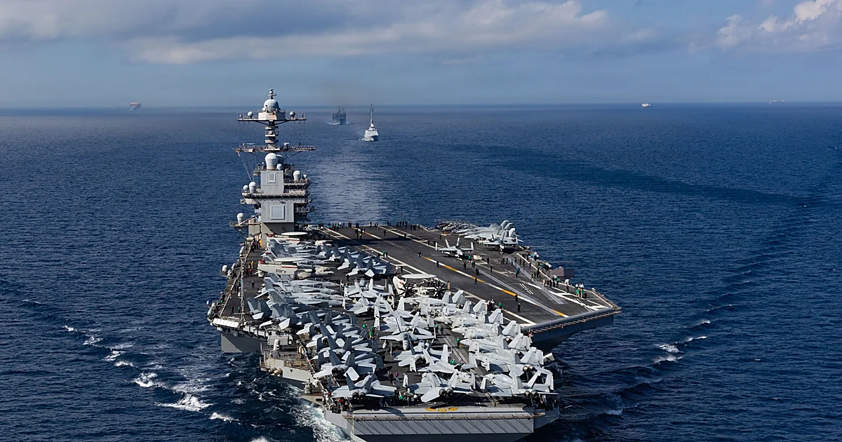 El portaaviones 'USS Gerald Ford' regresa a casa tras 10 meses de despliegue, récord desde la guerra de Vietnam
