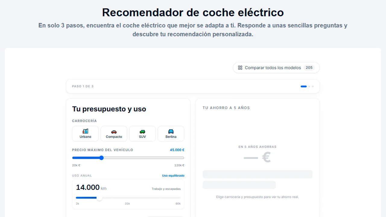 Lanzamos un recomendador para encontrar tu coche eléctrico ideal en menos de un minuto