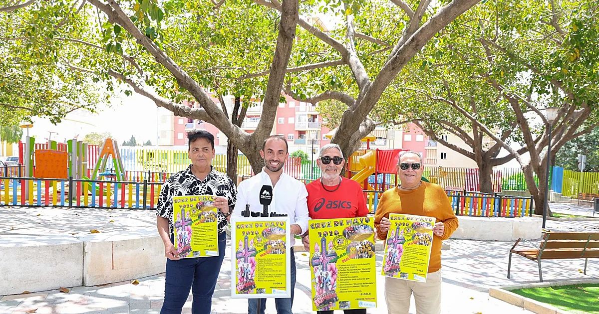 Actuaciones, sorteos y paella popular: la Cruz de Mayo del barrio Plaza de Toros de Marbella