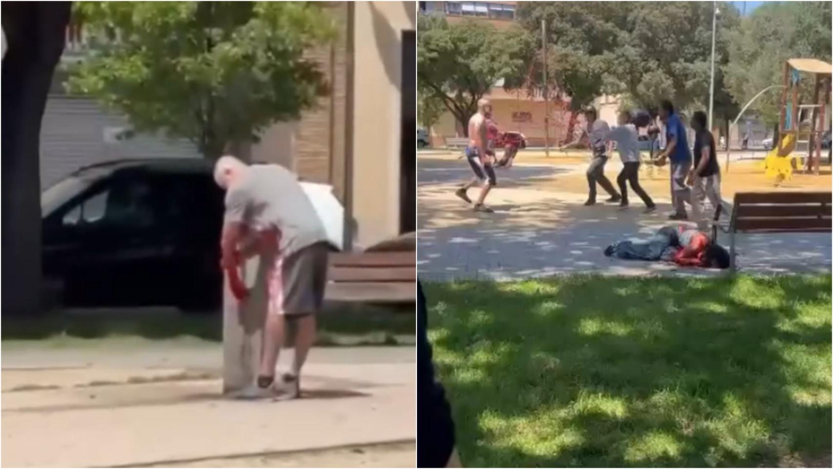Los vídeos que muestran a los vecinos de Figueres linchando al asesino de su expareja tras limpiarse la sangre en la calle